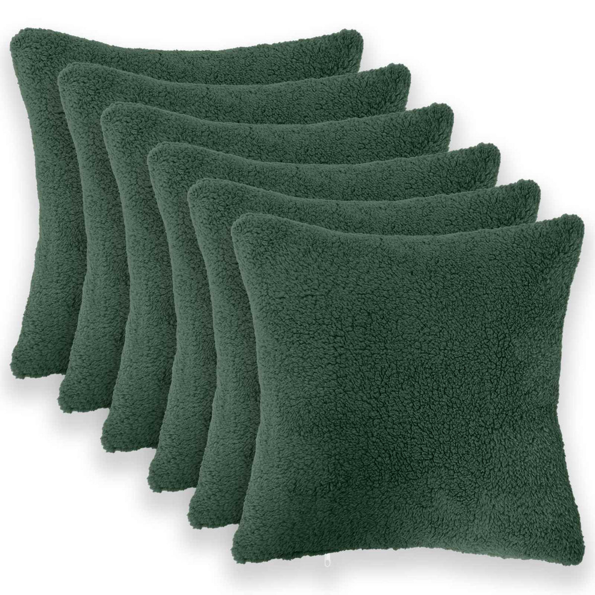 vidaXL Kussensloop 6 pcs HEERLEN Donkergroen 40 x 40 cm Bouclé