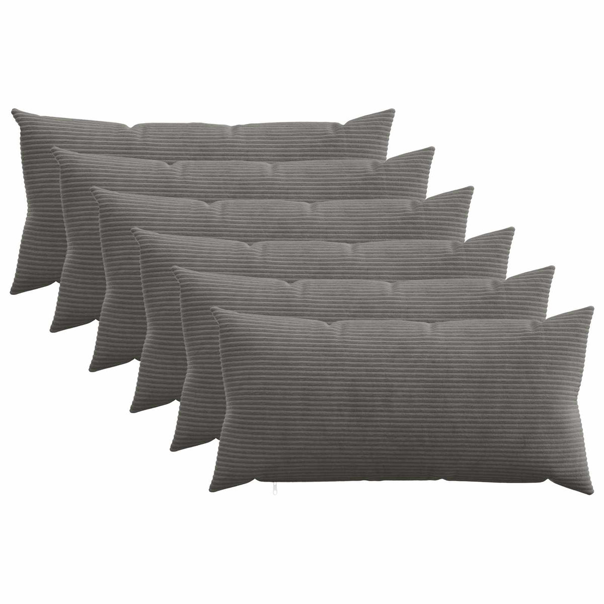 vidaXL Kussensloop 6 pcs HEERLEN Donkergrijs 40 x 80 cm corduroy
