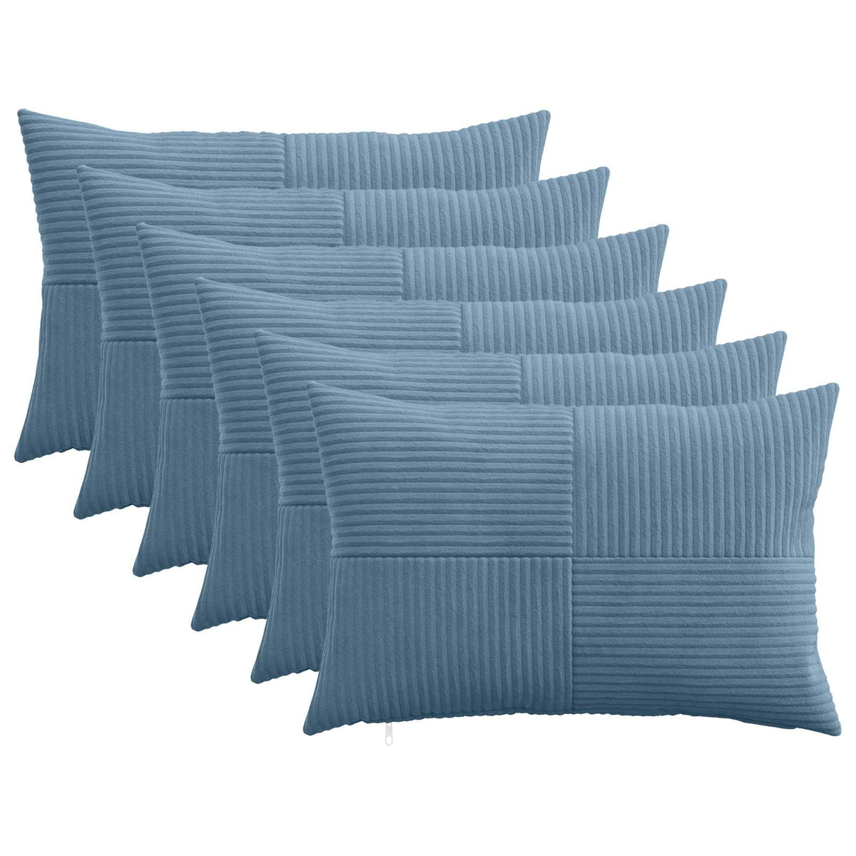 vidaXL Kussensloop 6 pcs ALMELO Blauw 40 x 60 cm corduroy