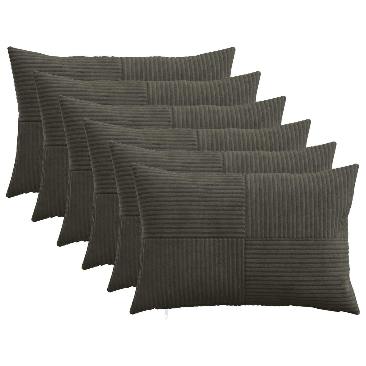 vidaXL Kussensloop 6 pcs ALMELO Antracietkleurig 40 x 60 cm corduroy