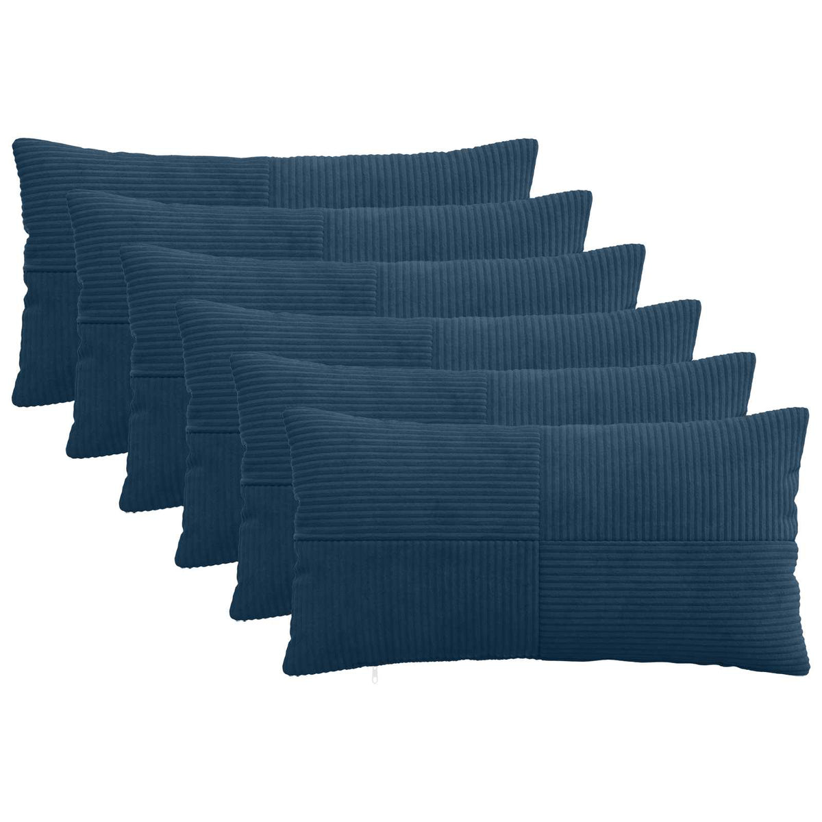 vidaXL Kussensloop 6 pcs ALMELO Marineblauw 40 x 70 cm corduroy