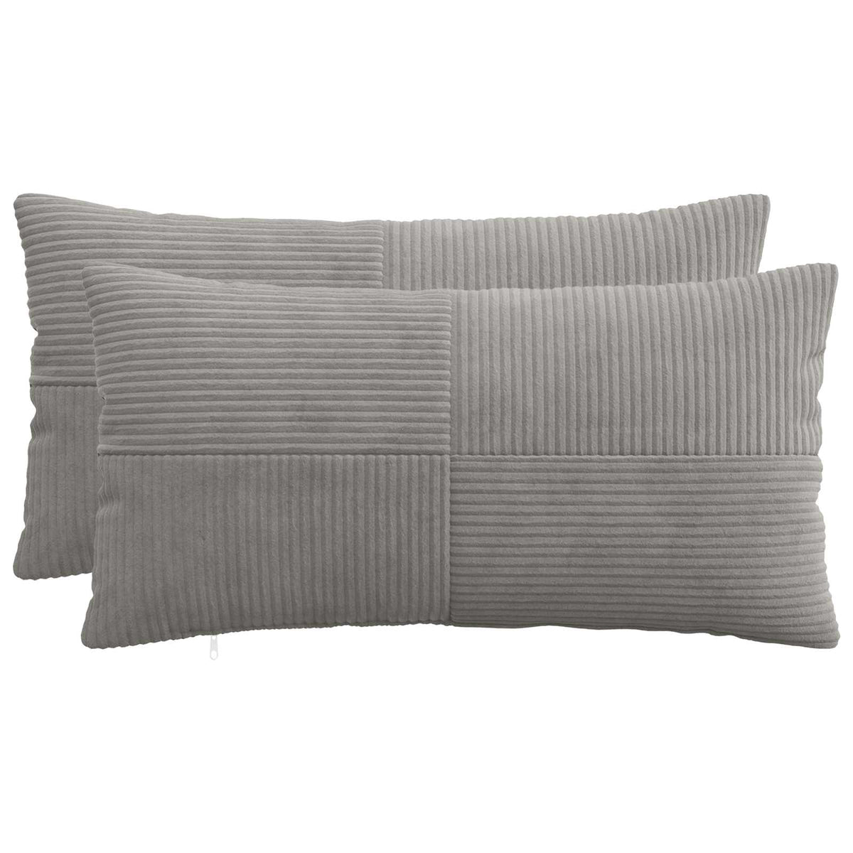 vidaXL Kussensloop 2 pcs ALMELO Lichtgrijs 40 x 80 cm corduroy