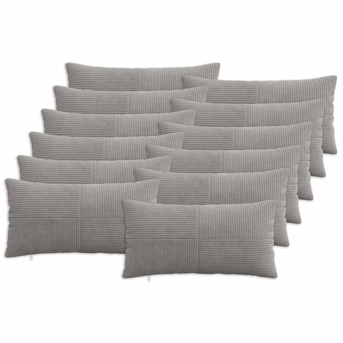 vidaXL Kussensloop 12 pcs ALMELO Lichtgrijs 40 x 80 cm corduroy