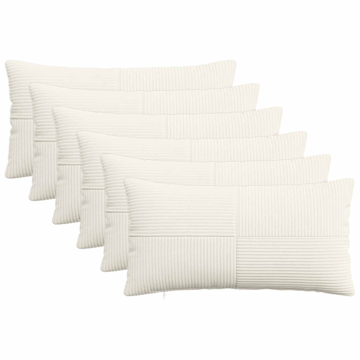 vidaXL Kussensloop 6 pcs ALMELO Crèmekleurig 40 x 80 cm corduroy