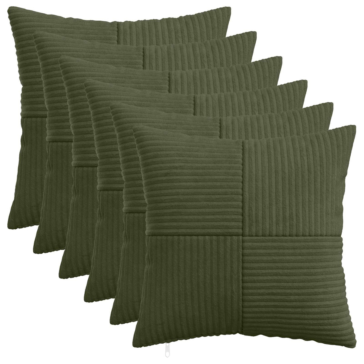 vidaXL Kussensloop 6 pcs ALMELO Groen 50 x 50 cm corduroy