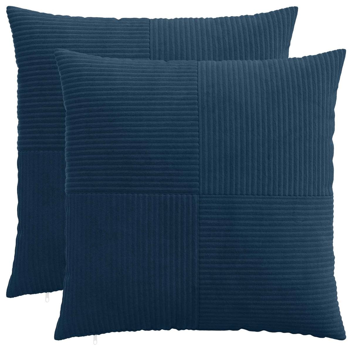 vidaXL Kussensloop 2 pcs ALMELO Marineblauw 70 x 70 cm corduroy