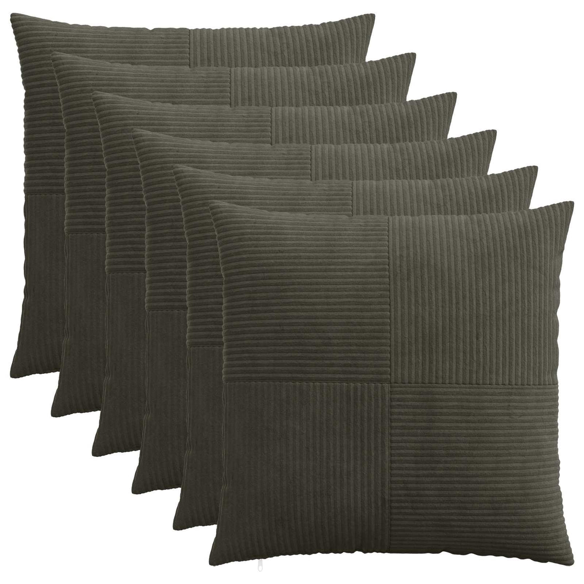 vidaXL Kussensloop 6 pcs ALMELO Antracietkleurig 80 x 80 cm corduroy
