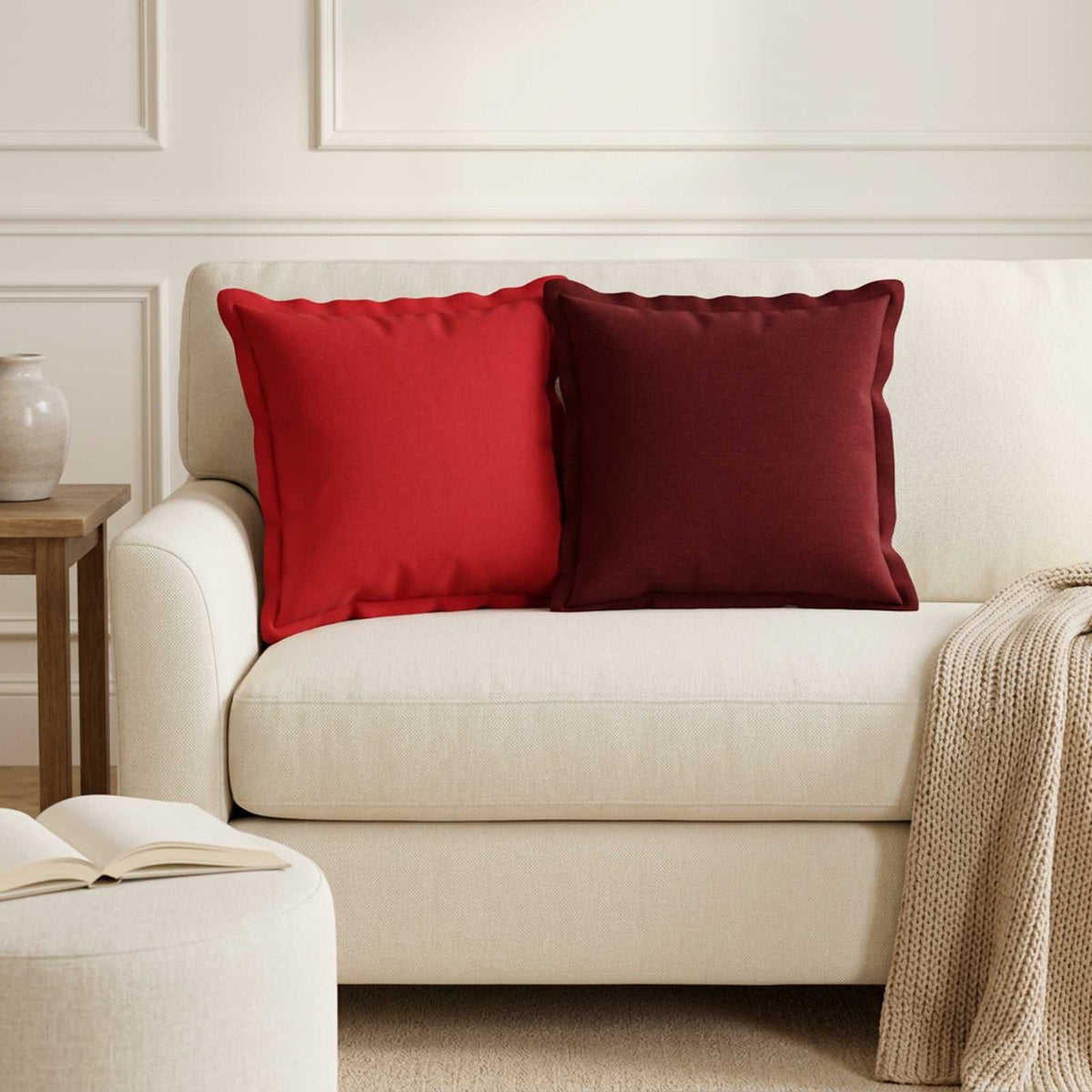 vidaXL Kussen met kussen HOUTEN 12 st Rood Faux Linnen