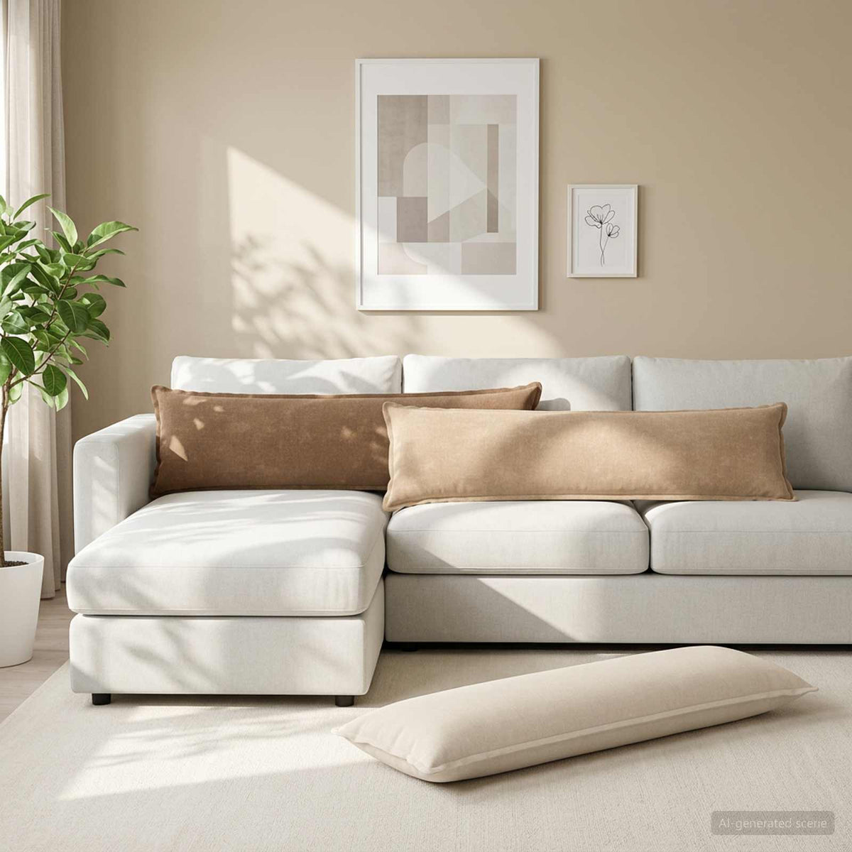 Kussensloop 2 st HOUTEN Taupe 40 x 145 cm Chenille Stof is nu te koop bij PeponiXL, paradijselijk wonen!