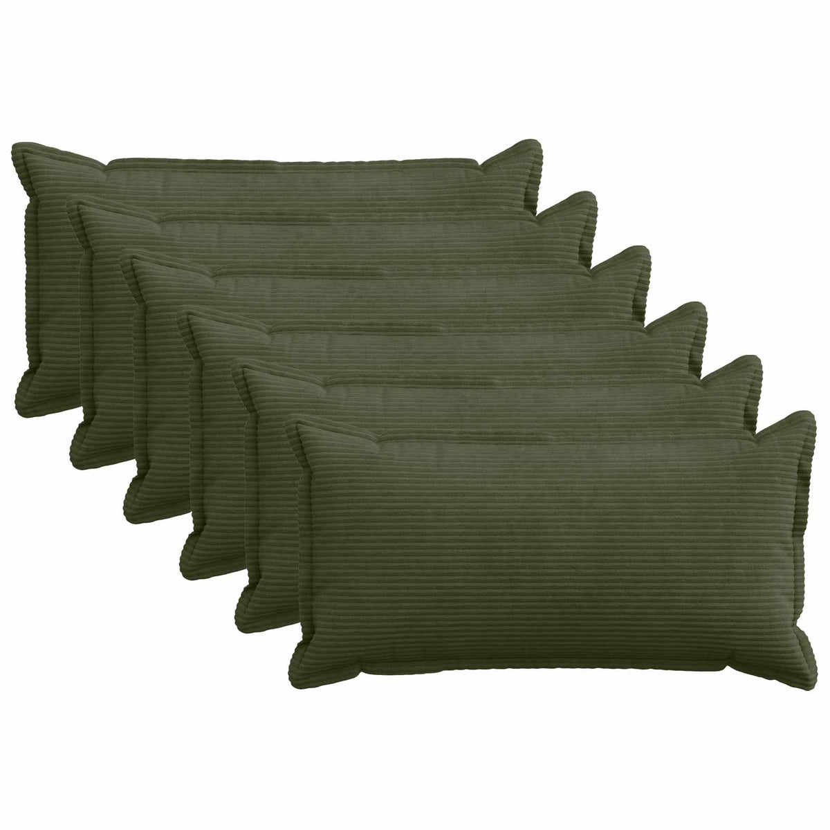 vidaXL Kussensloop 6 st HOUTEN Groen 40 x 80 cm corduroy