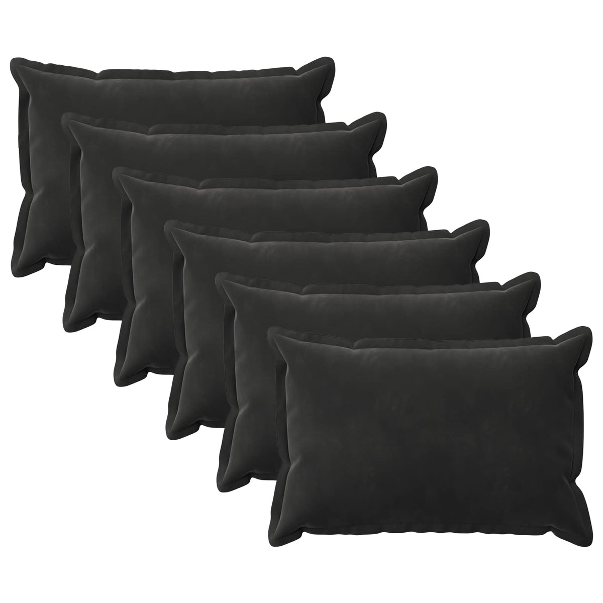Kussensloop 6 pcs HOUTEN Zwart 50 x 75 cm Fluweel is nu te koop bij PeponiXL, paradijselijk wonen!