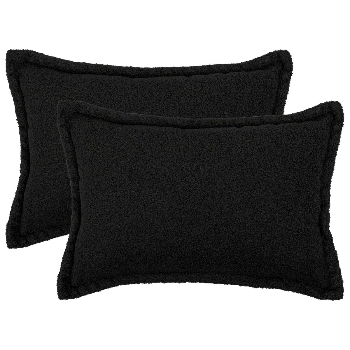 vidaXL Kussensloop 2 pcs HOUTEN Zwart 50 x 75 cm Bouclé