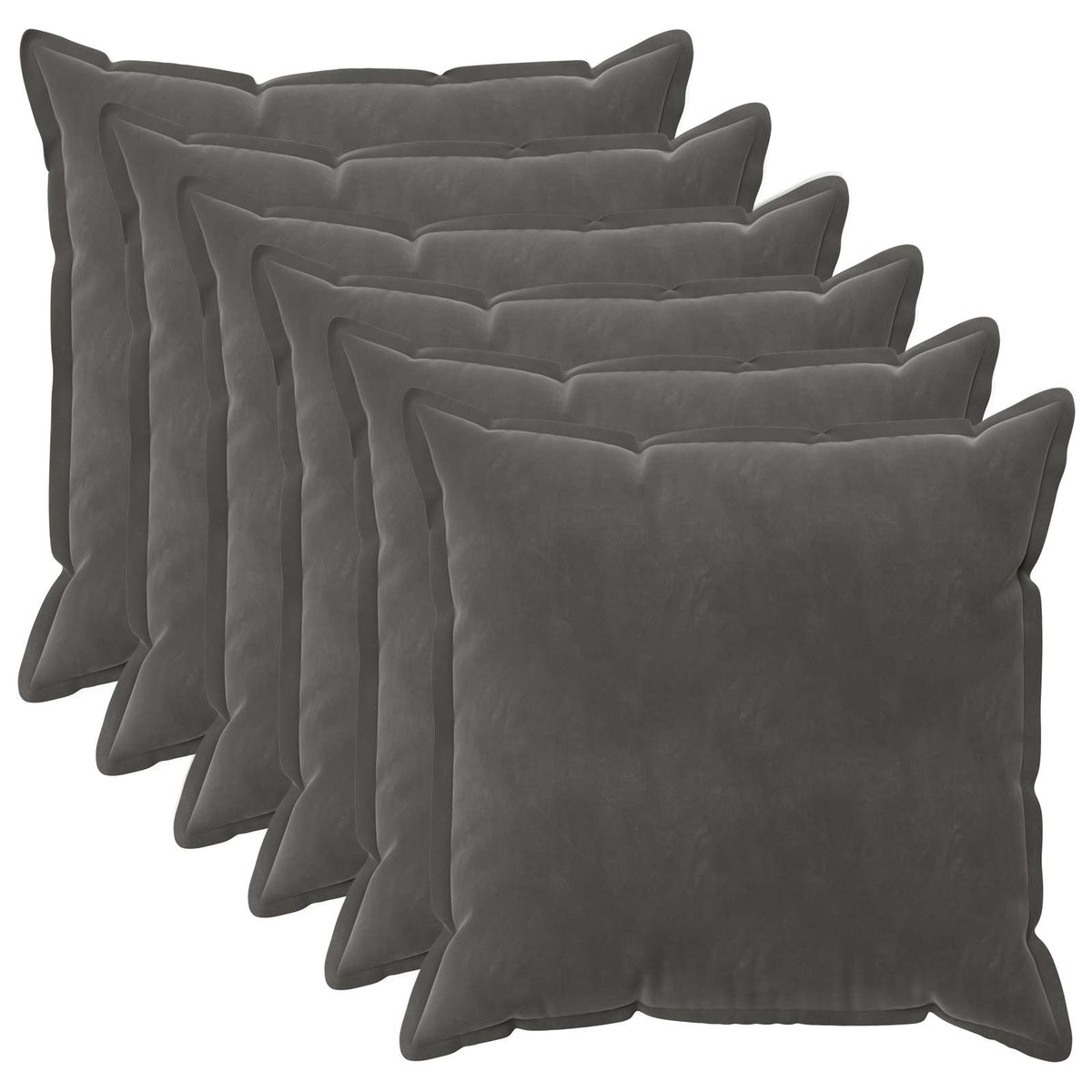 Kussensloop 6 pcs HOUTEN Donkergrijs 60 x 60 cm Fluweel is nu te koop bij PeponiXL, paradijselijk wonen!