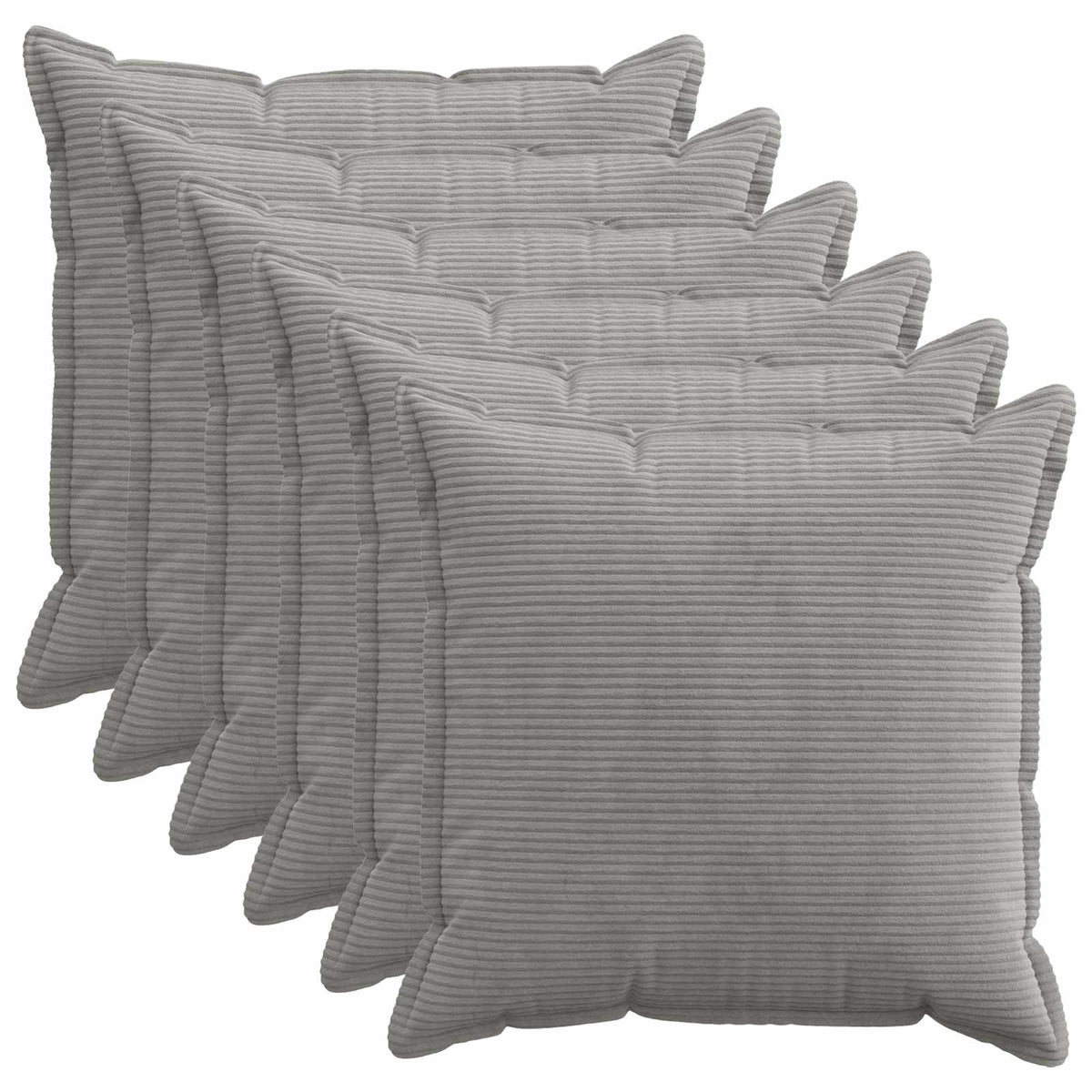 vidaXL Kussensloop 6 st HOUTEN Lichtgrijs 80 x 80 cm corduroy