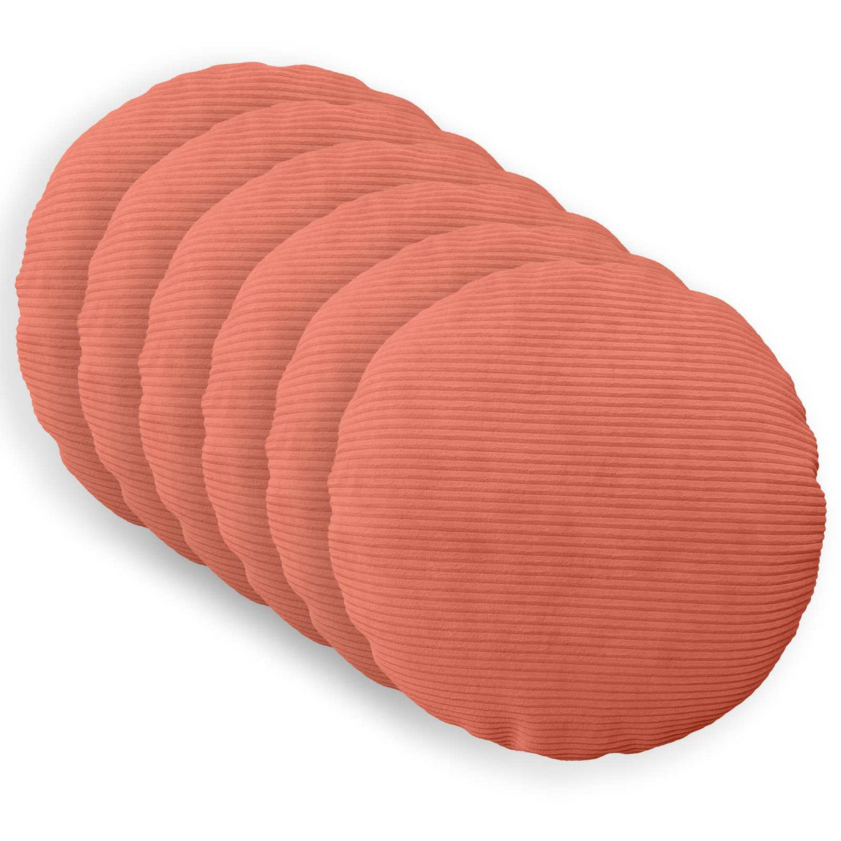 vidaXL Kussensloop 6 pcs HEERLEN Rood-oranje Ø 30 cm corduroy
