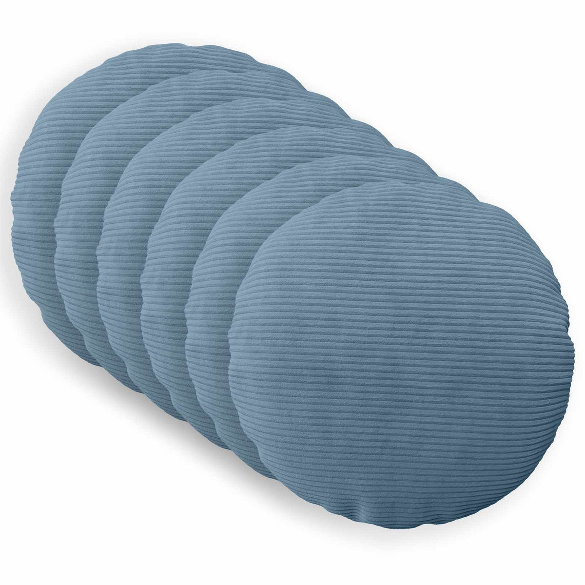 vidaXL Kussensloop 6 pcs HEERLEN Blauw Ø 50 cm corduroy
