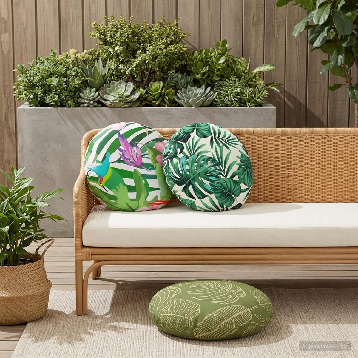 Plaid kussen 2 st HEERLEN Bladpatroon Dia. 60 cm Polyester is nu te koop bij PeponiXL, paradijselijk wonen!
