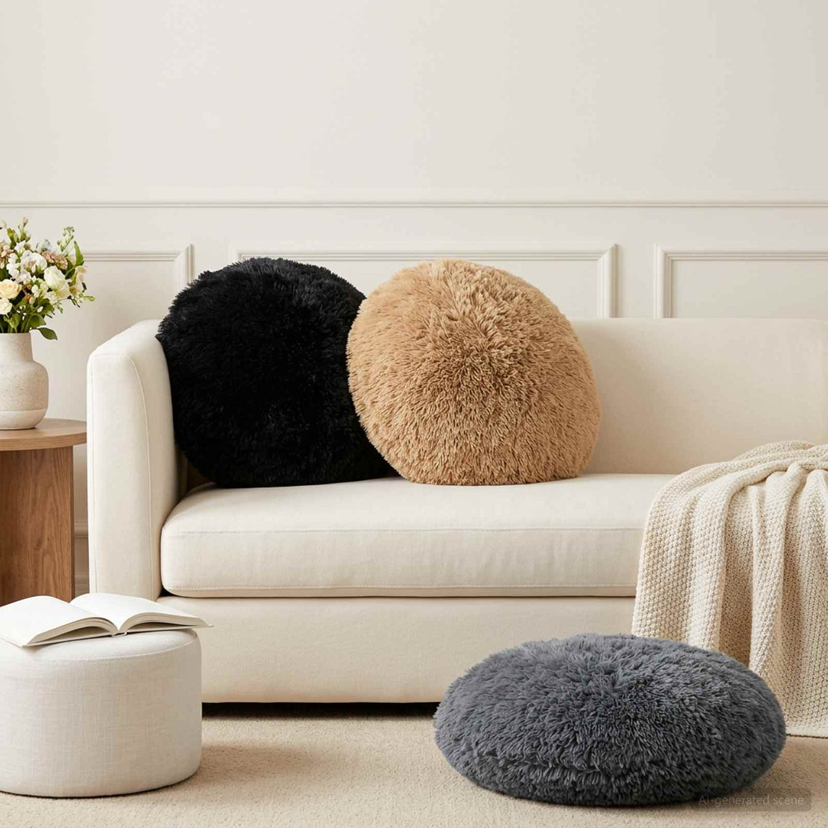 Kussensloop 6 pcs HEERLEN Taupe Ø 50 cm PV Fleece is nu te koop bij PeponiXL, paradijselijk wonen!