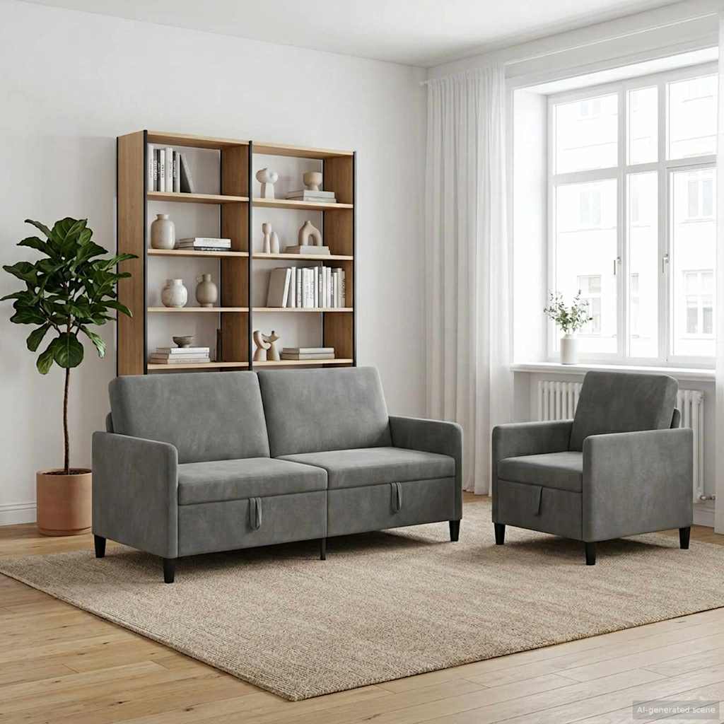 Bankenset met opbergruimte 2 st Donkergrijs Polyester is nu te koop bij PeponiXL, paradijselijk wonen!