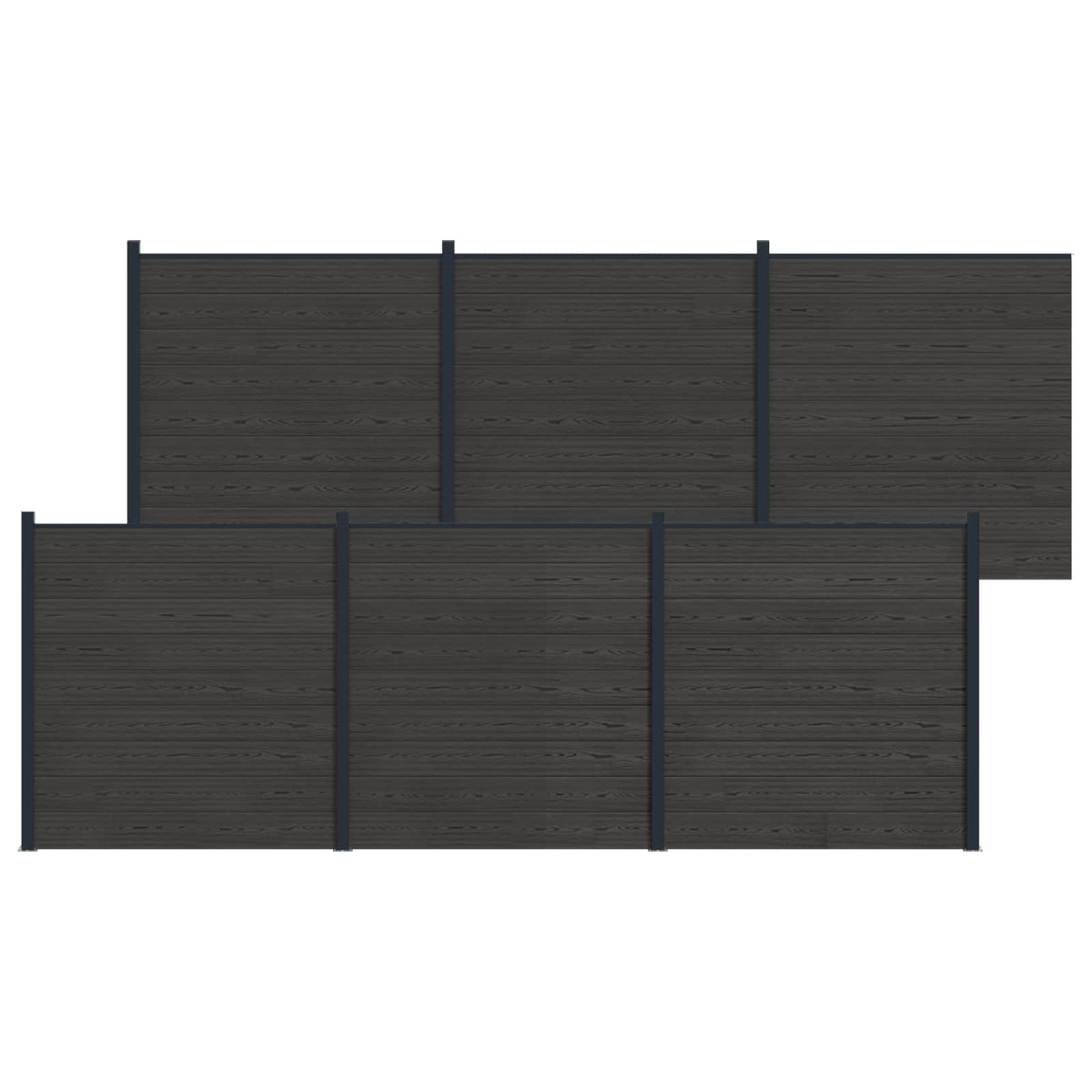 Hekpaneel 6 pcs WPC en Aluminium Zwart is nu te koop bij PeponiXL, paradijselijk wonen!