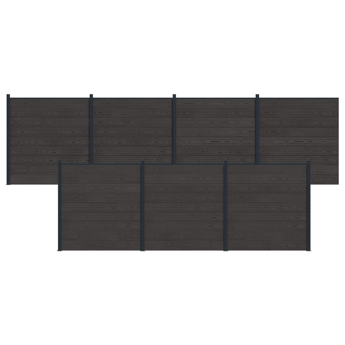 Hekpaneel 7 pcs WPC en Aluminium Zwart is nu te koop bij PeponiXL, paradijselijk wonen!