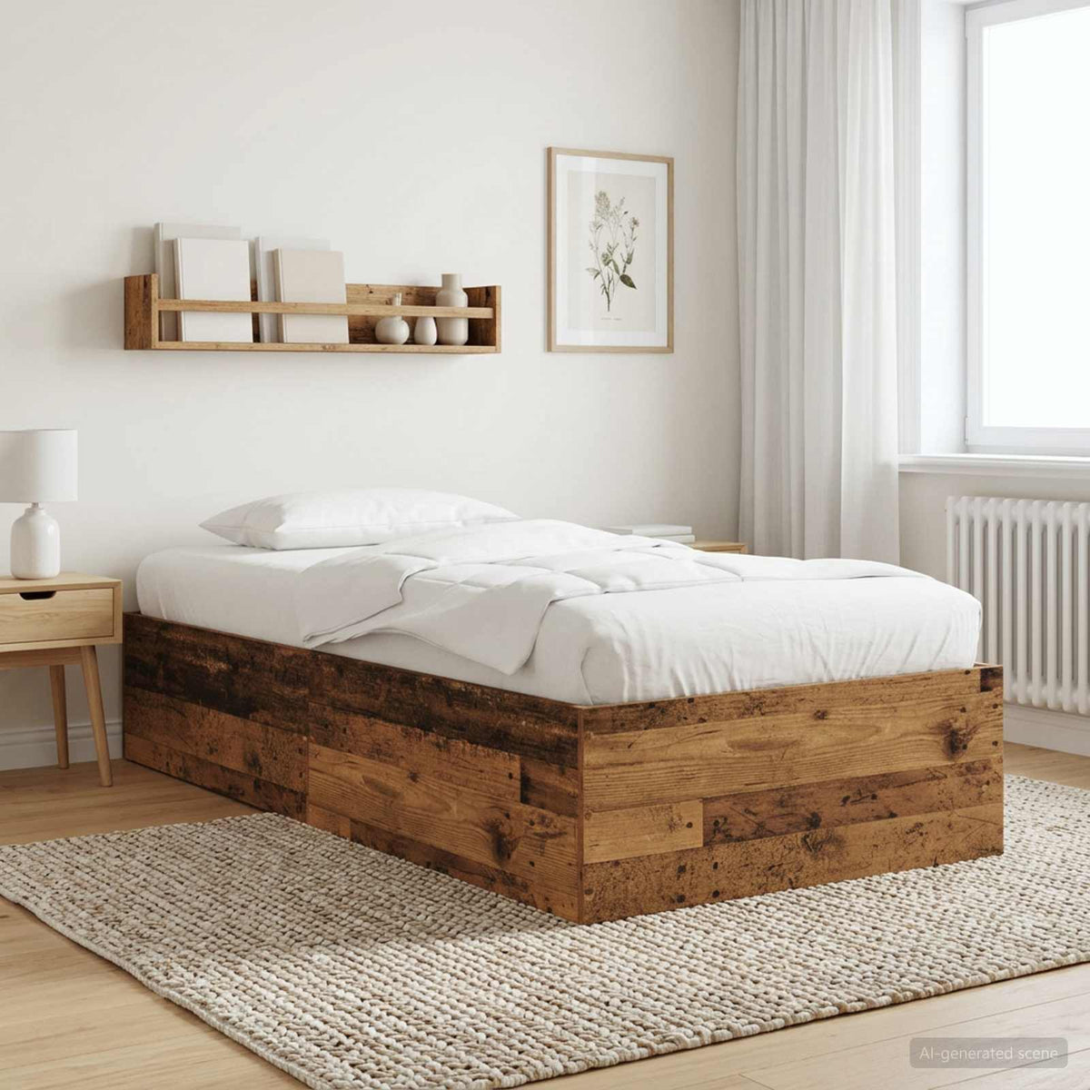 Vloerbedframe Oud hout 80 x 200 cm Bewerkt hout is nu te koop bij PeponiXL, paradijselijk wonen!