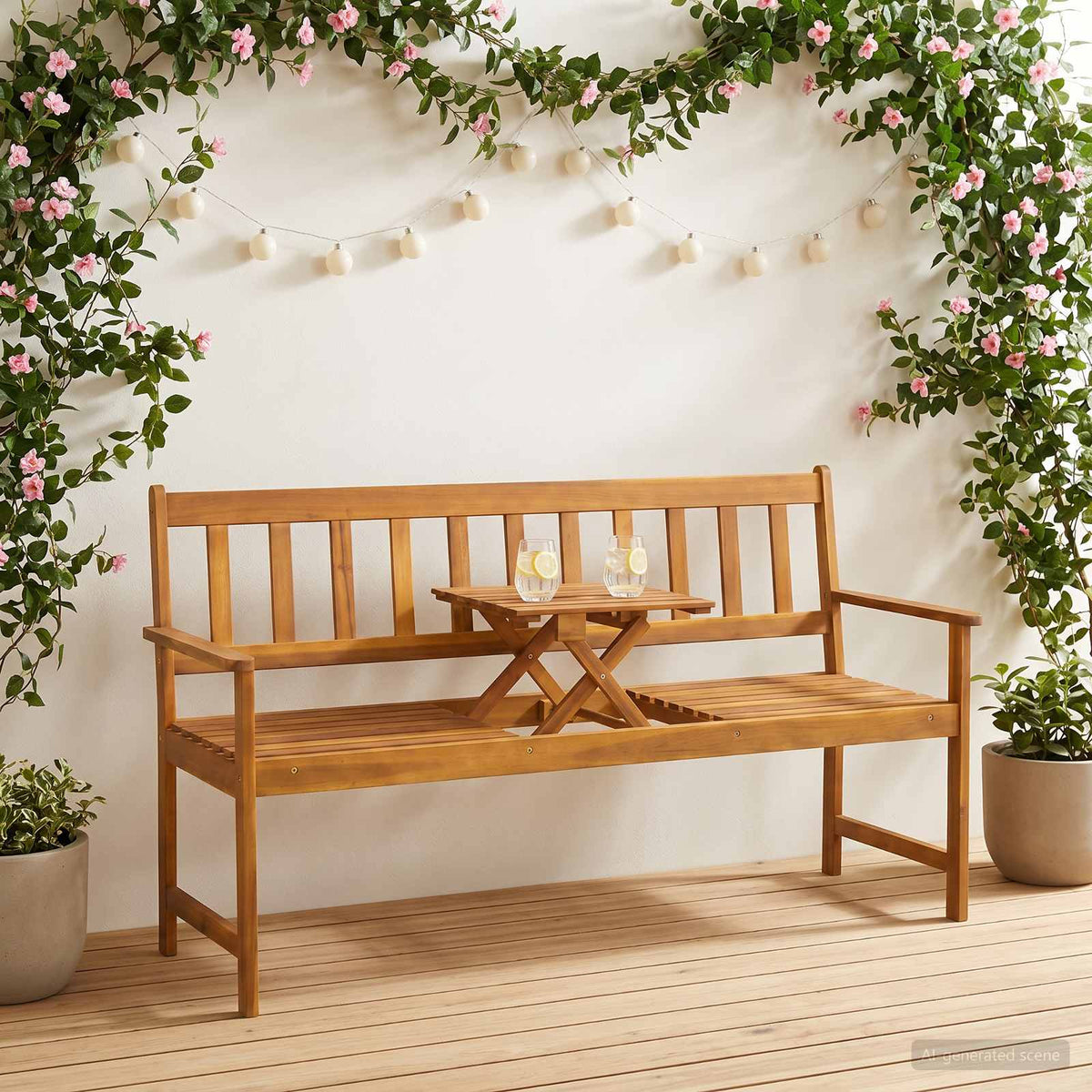 Tuinbank 158 x 55 x 89 cm Massief Acaciahout Naturel is nu te koop bij PeponiXL, paradijselijk wonen!