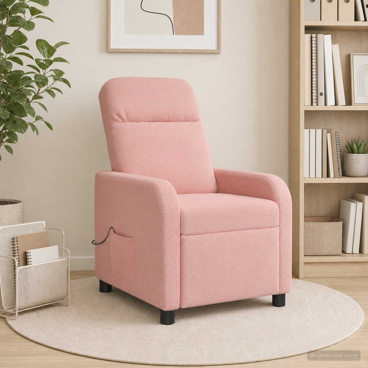 Massage Recliner Roze Bouclé is nu te koop bij PeponiXL, paradijselijk wonen!