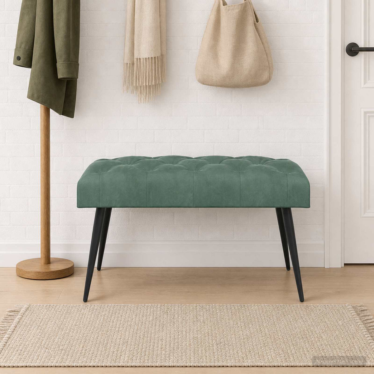 Bank met knoopverstelling Zeegroen 80 x 40 x 46 cm Fluweel is nu te koop bij PeponiXL, paradijselijk wonen!