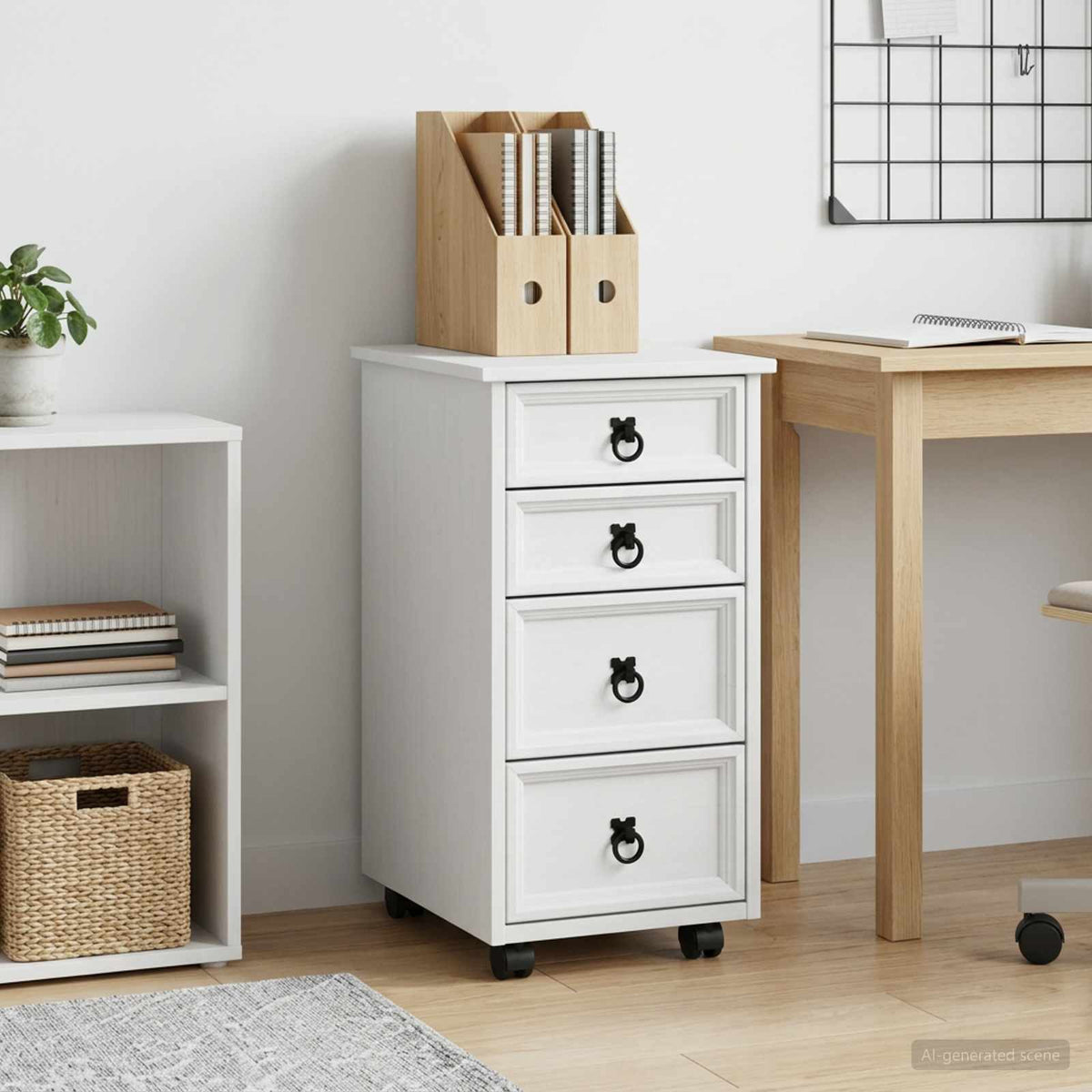 Rolkast met lades CORONA Massief grenenhout en engineered wood is nu te koop bij PeponiXL, paradijselijk wonen!