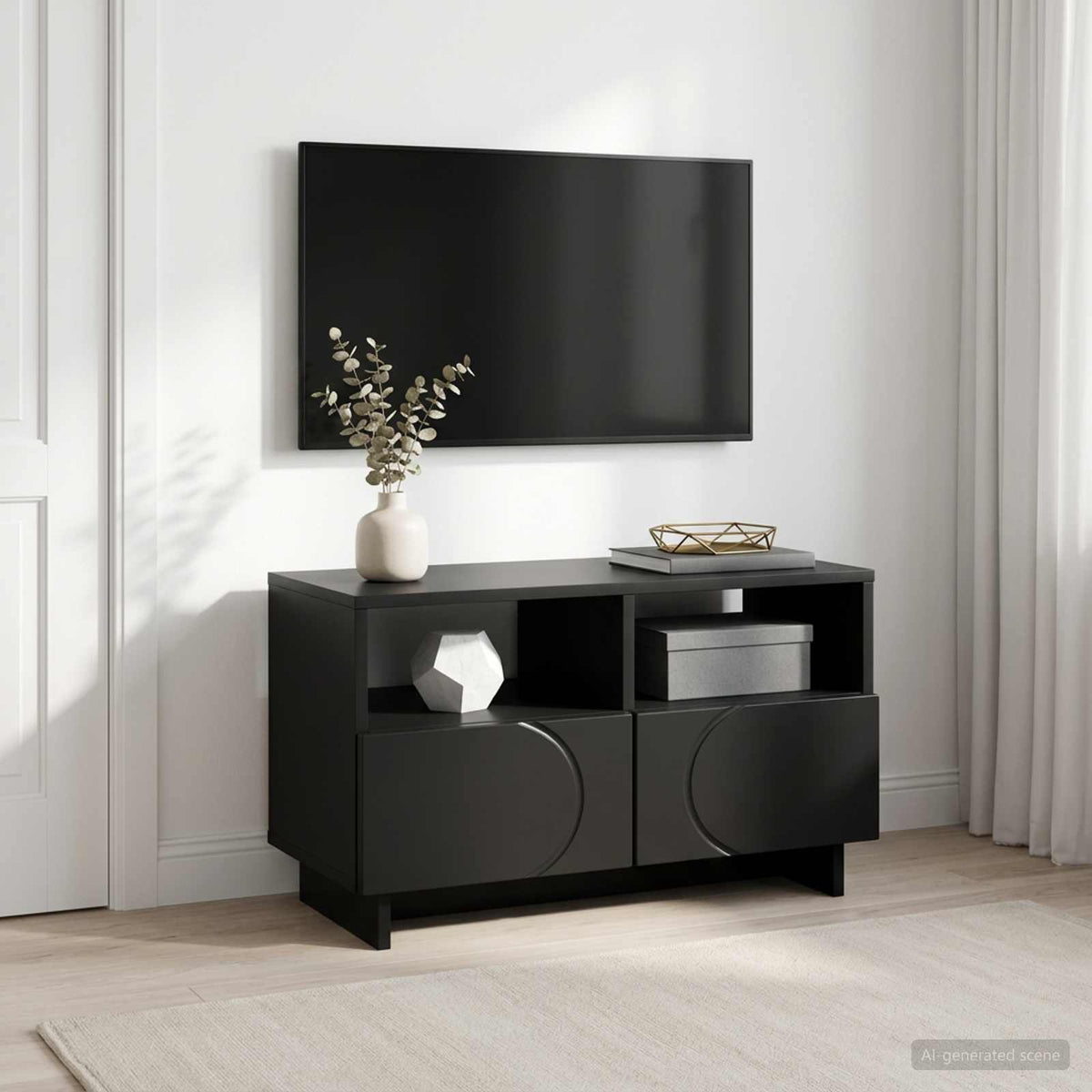 TV-standaard 60 x 34,5 x 40 cm Zwart Bewerkt hout is nu te koop bij PeponiXL, paradijselijk wonen!