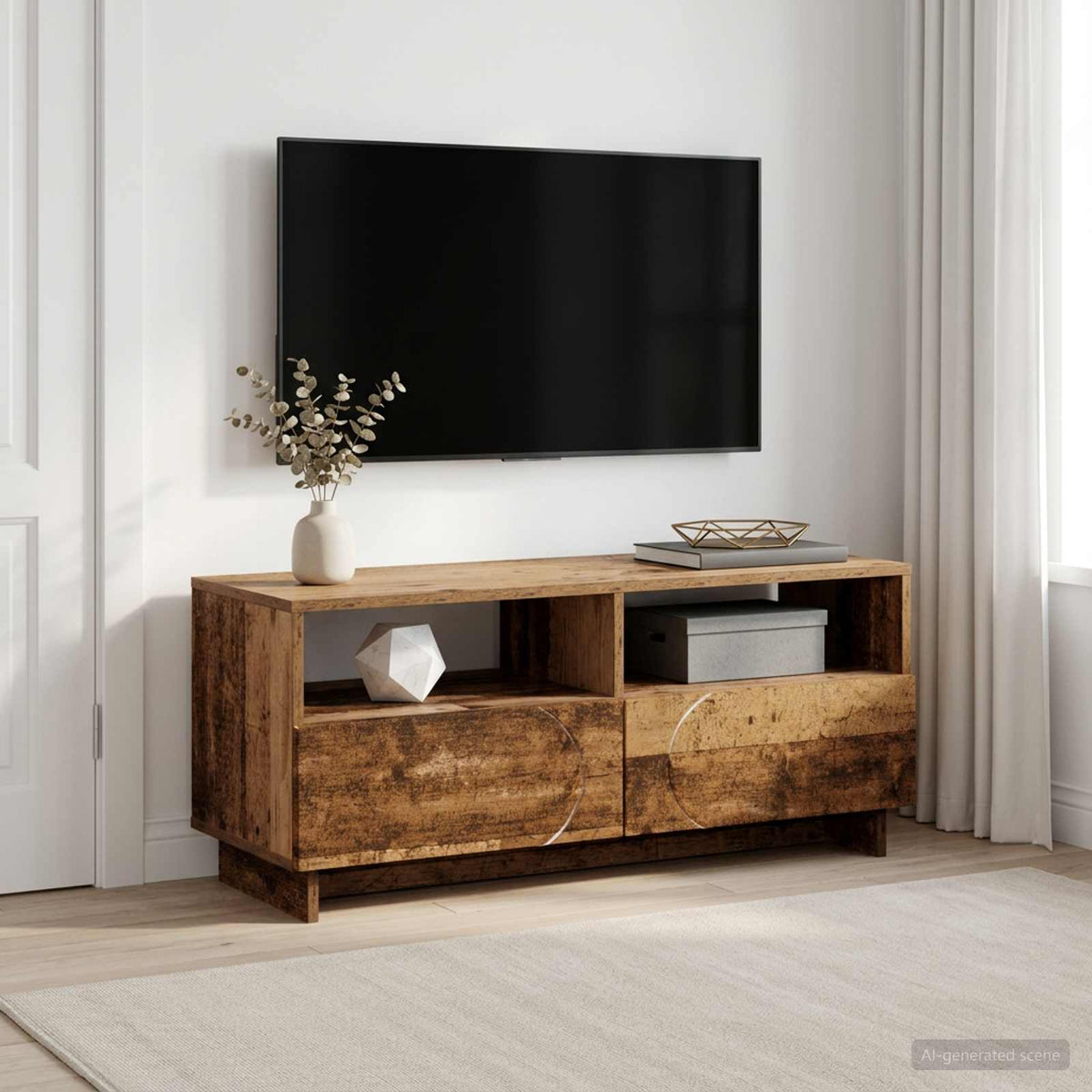 TV-standaard 90 x 34,5 x 40 cm Oud hout Bewerkt hout is nu te koop bij PeponiXL, paradijselijk wonen!