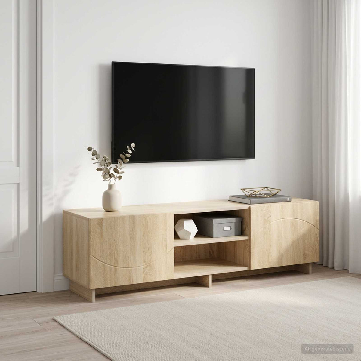 TV-standaard 140 x 34,5 x 40 cm Sonoma Eiken Bewerkt hout is nu te koop bij PeponiXL, paradijselijk wonen!