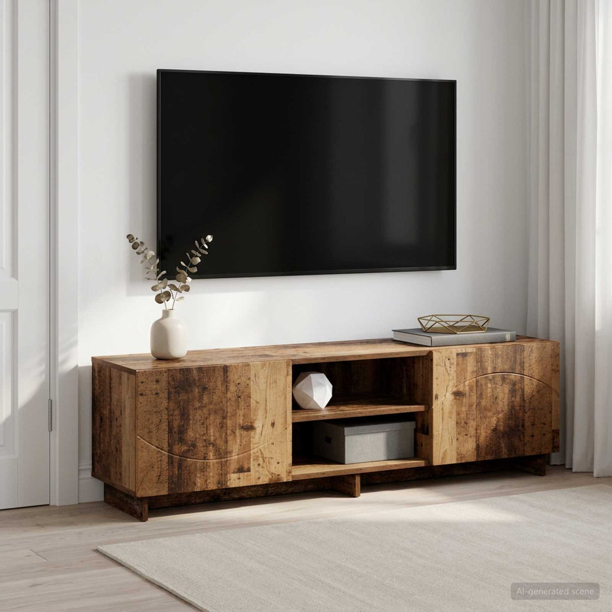 TV-standaard 140 x 34,5 x 40 cm Oud hout Bewerkt hout is nu te koop bij PeponiXL, paradijselijk wonen!
