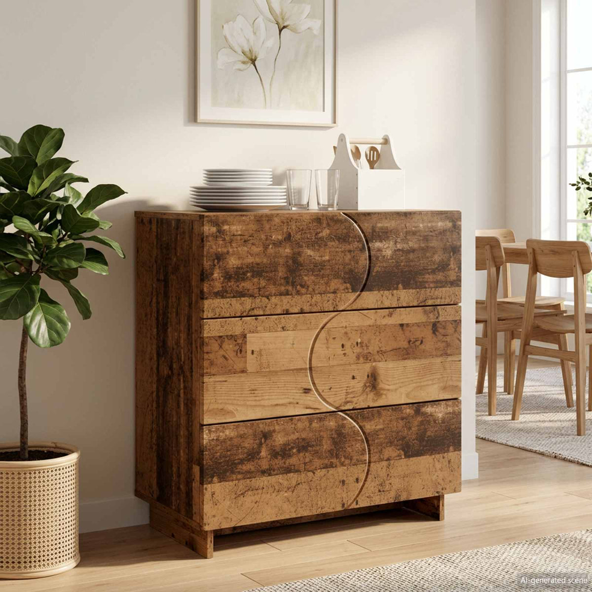 Dressoir Oud hout 70 x 38 x 75 cm Bewerkt hout is nu te koop bij PeponiXL, paradijselijk wonen!