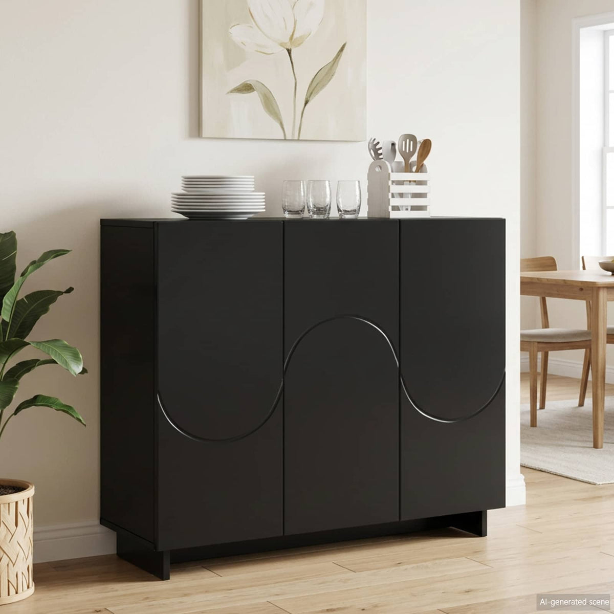 Dressoir Zwart 85,5 x 31 x 75 cm Bewerkt hout is nu te koop bij PeponiXL, paradijselijk wonen!