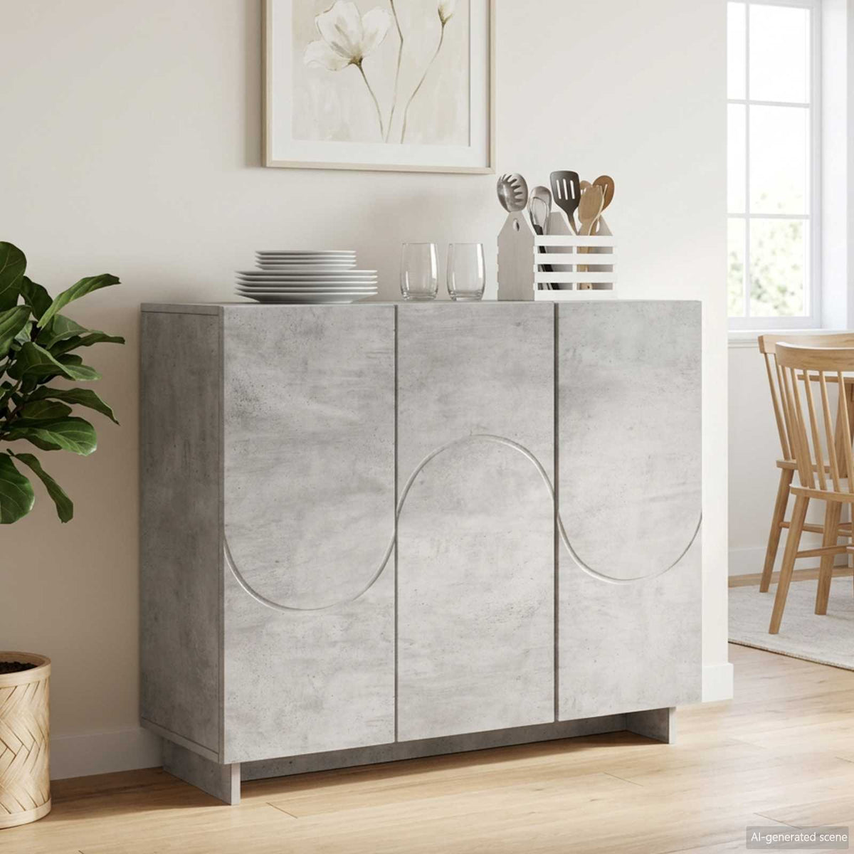 Dressoir Betongrijs 85,5 x 31 x 75 cm Bewerkt hout is nu te koop bij PeponiXL, paradijselijk wonen!