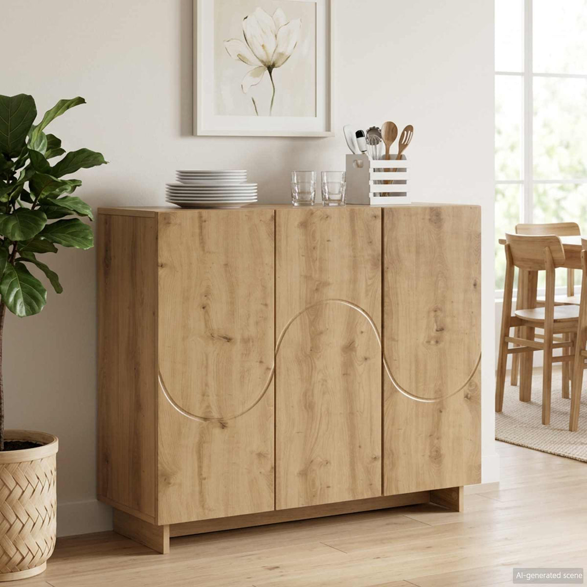 Dressoir Artisanaal eiken 85,5 x 31 x 75 cm Bewerkt hout is nu te koop bij PeponiXL, paradijselijk wonen!