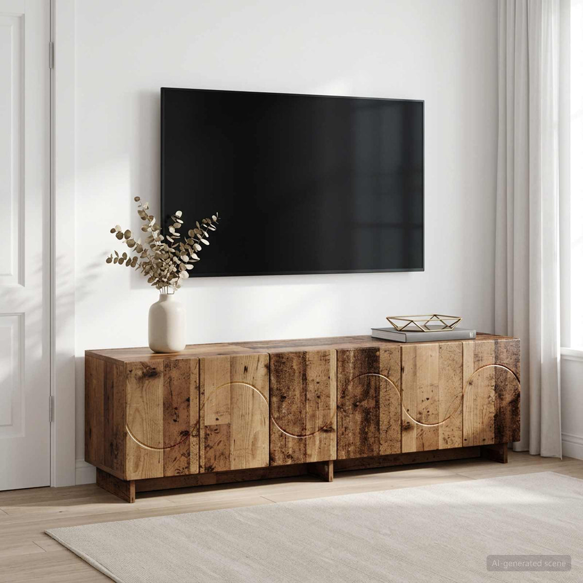 tv-meubel 140 x 34,5 x 40 cm Oud hout Bewerkt hout is nu te koop bij PeponiXL, paradijselijk wonen!