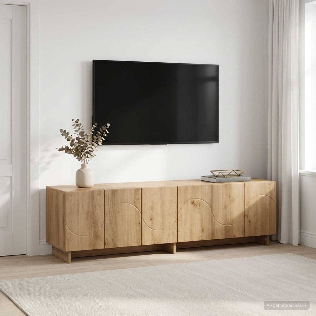 tv-meubel 140 x 34,5 x 40 cm Artisanaal eiken Bewerkt hout is nu te koop bij PeponiXL, paradijselijk wonen!