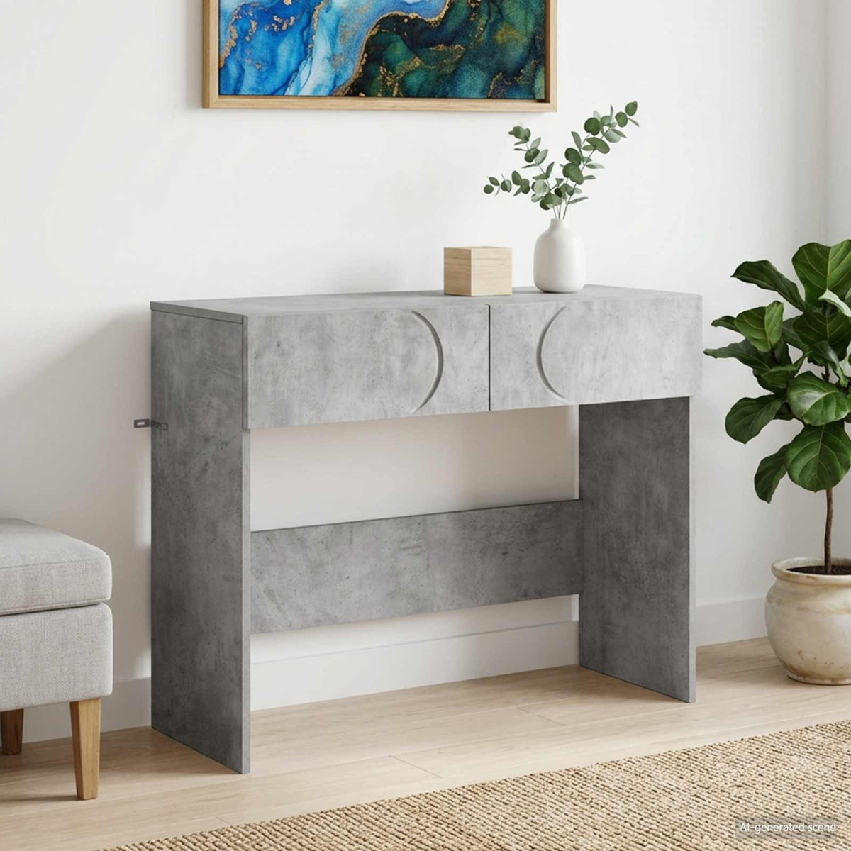 Consoletafel Betongrijs 96,5 x 38 x 75 cm Bewerkt hout is nu te koop bij PeponiXL, paradijselijk wonen!