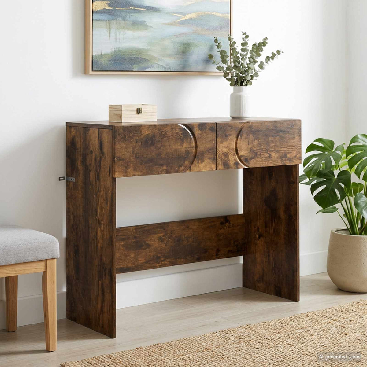 vidaXL Consoletafel Gerookt eiken 96,5 x 38 x 75 cm Bewerkt hout