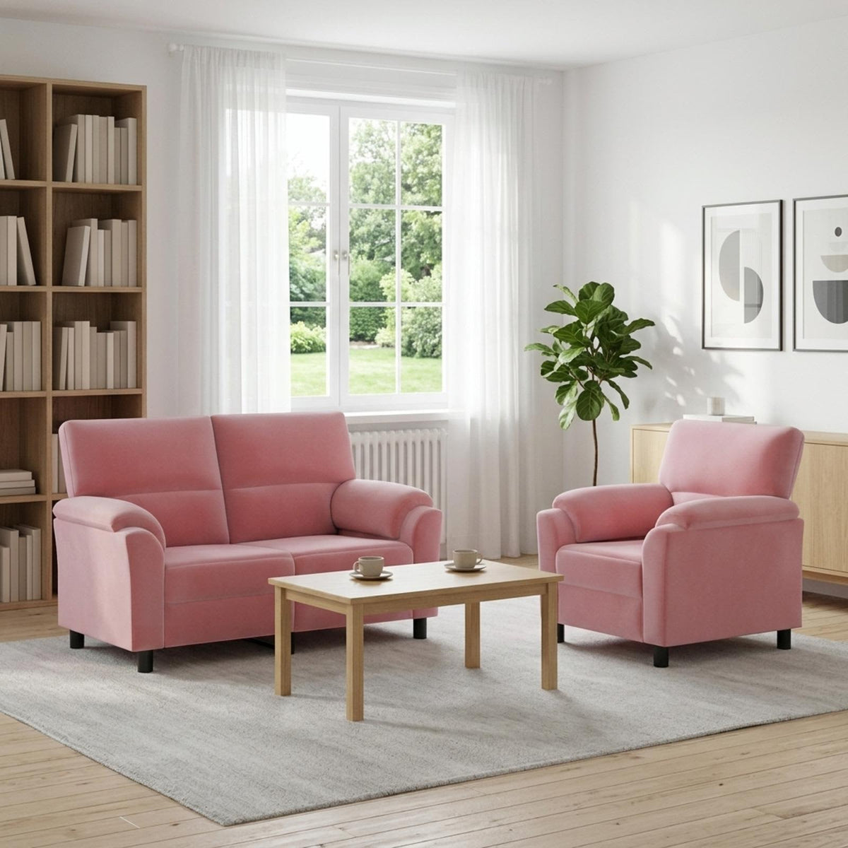 Bankstel 2 pcs Roze fluweel is nu te koop bij PeponiXL, paradijselijk wonen!