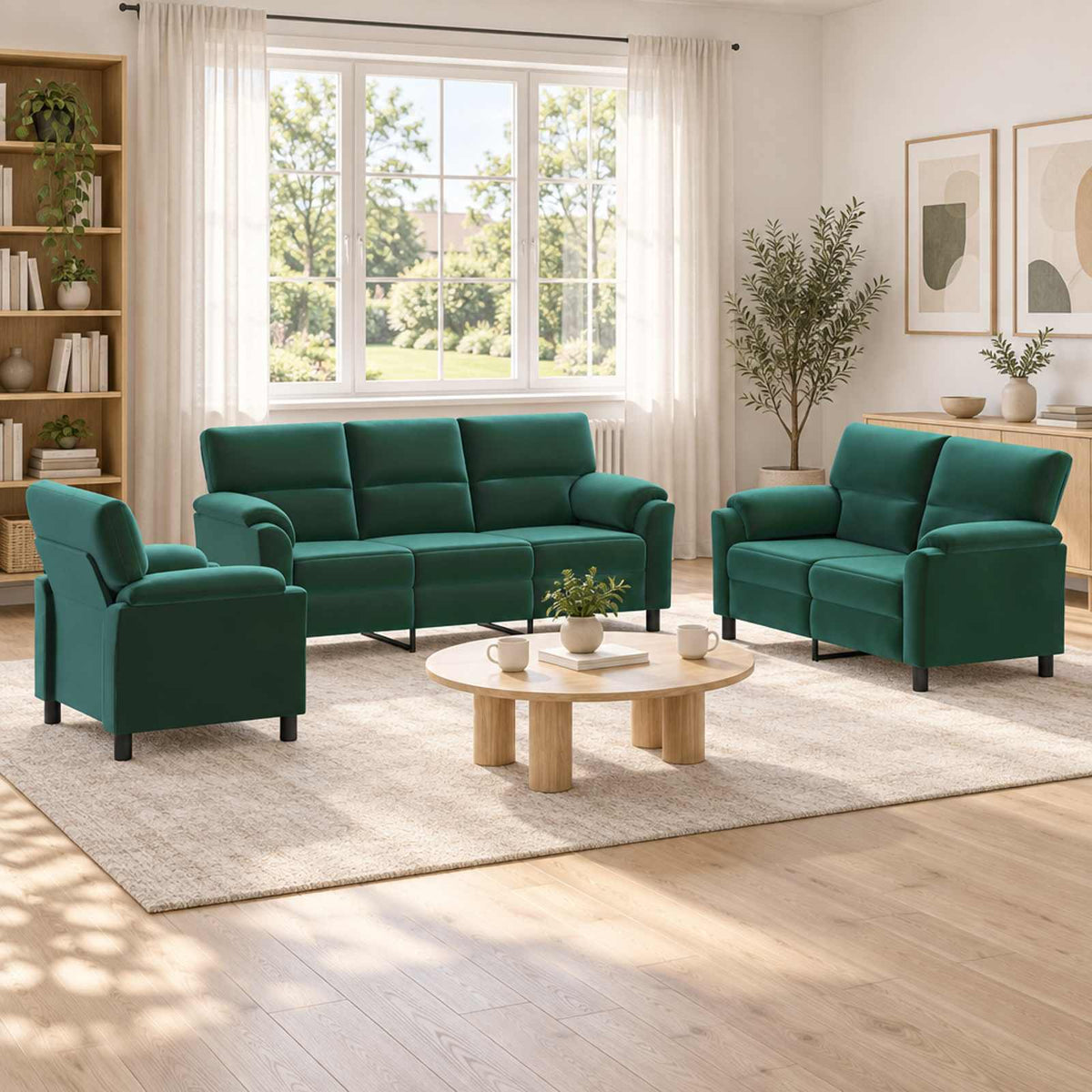 Bankstel 3 pcs Donkergroen fluweel is nu te koop bij PeponiXL, paradijselijk wonen!