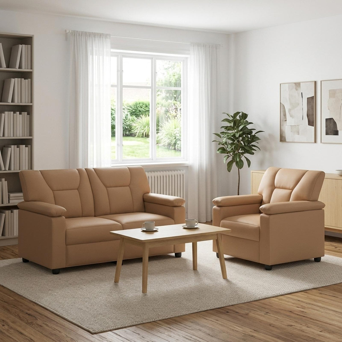 Bankstel 2 pcs Cappuccino Kunstleer is nu te koop bij PeponiXL, paradijselijk wonen!