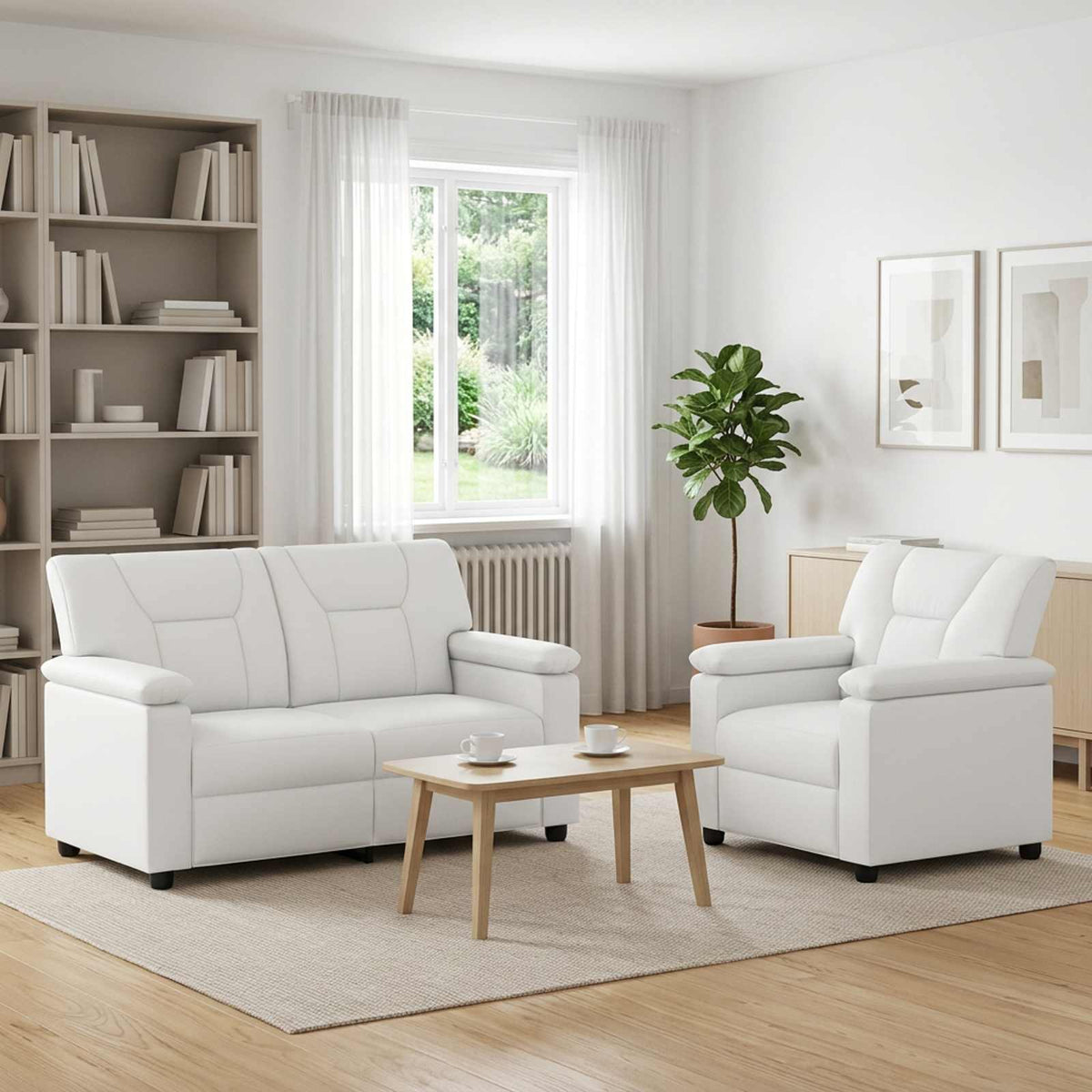 Bankstel 2 pcs Wit Kunstleer is nu te koop bij PeponiXL, paradijselijk wonen!