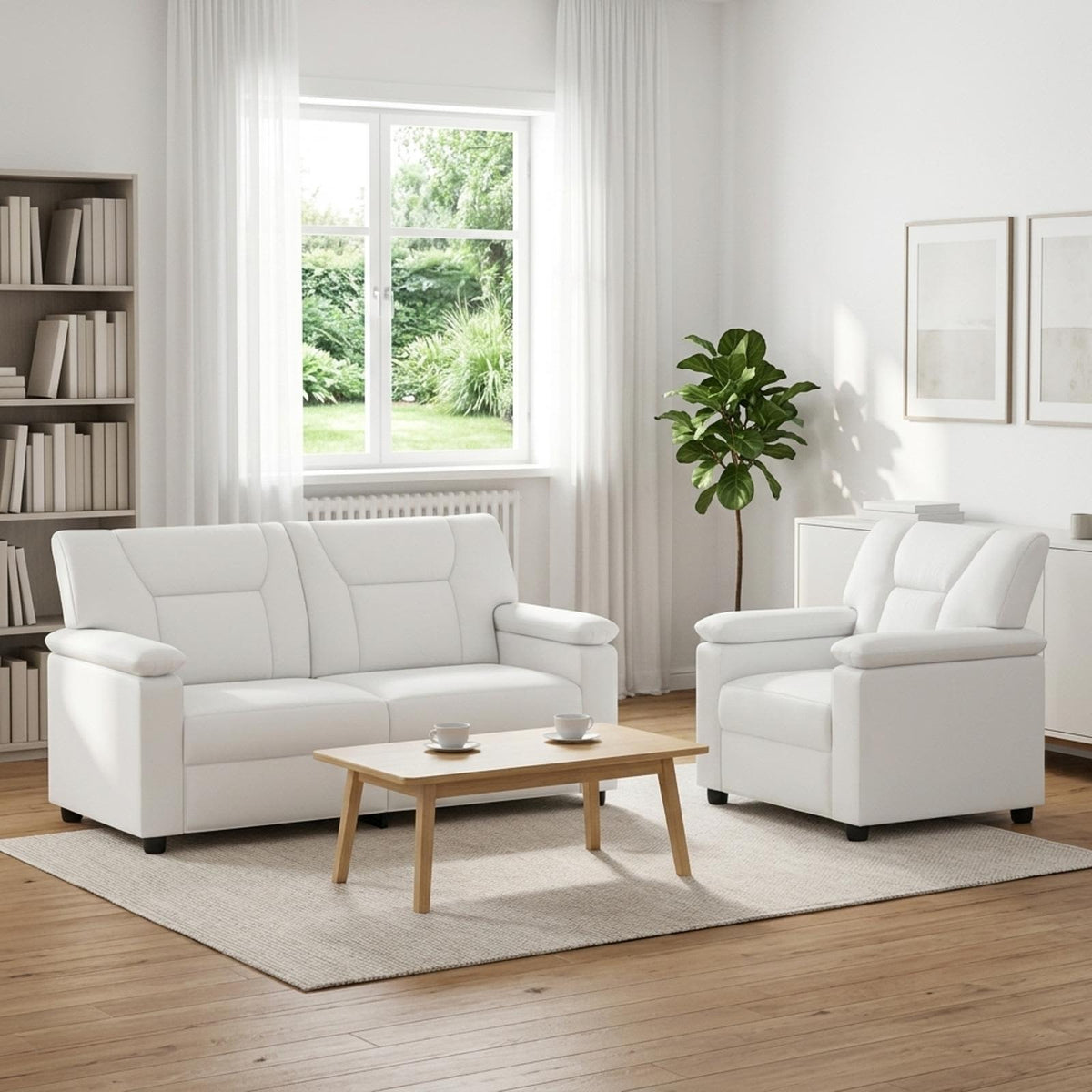 vidaXL Bankstel 2 pcs Wit Kunstleer