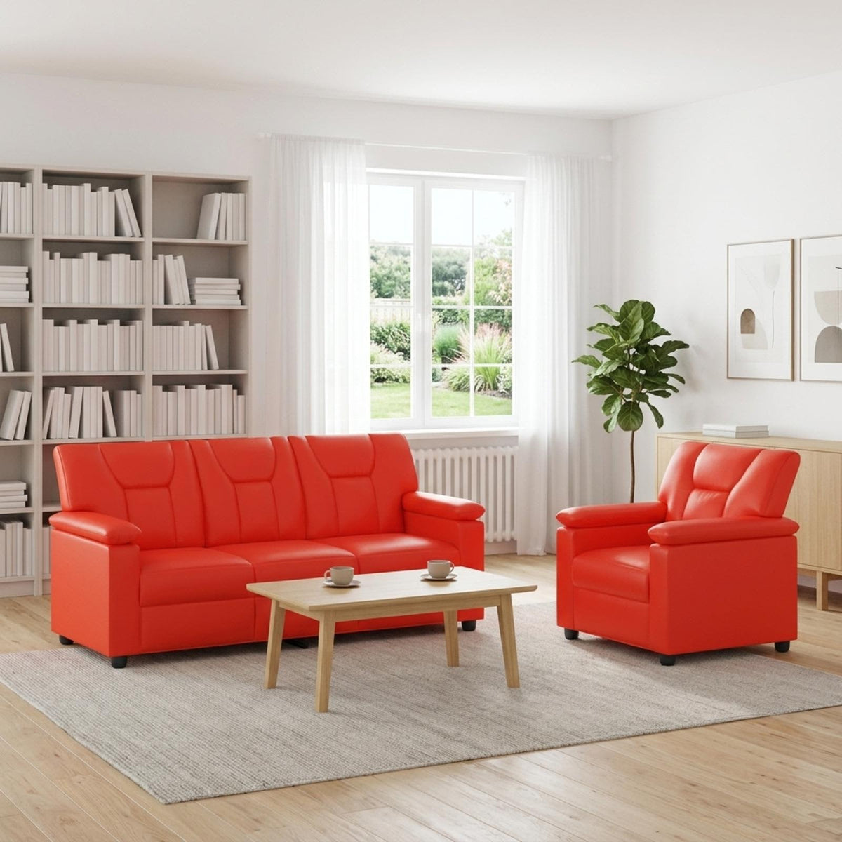 Bankstel 2 pcs Rood Kunstleer is nu te koop bij PeponiXL, paradijselijk wonen!