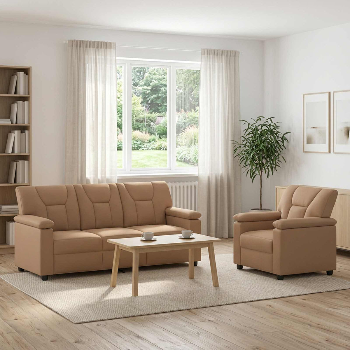 Bankstel 2 pcs Cappuccino Kunstleer is nu te koop bij PeponiXL, paradijselijk wonen!