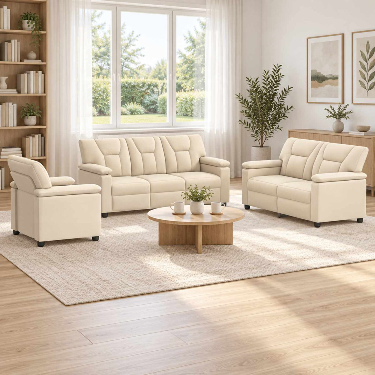 Bankstel 3 pcs Crèmekleurig Kunstleer is nu te koop bij PeponiXL, paradijselijk wonen!